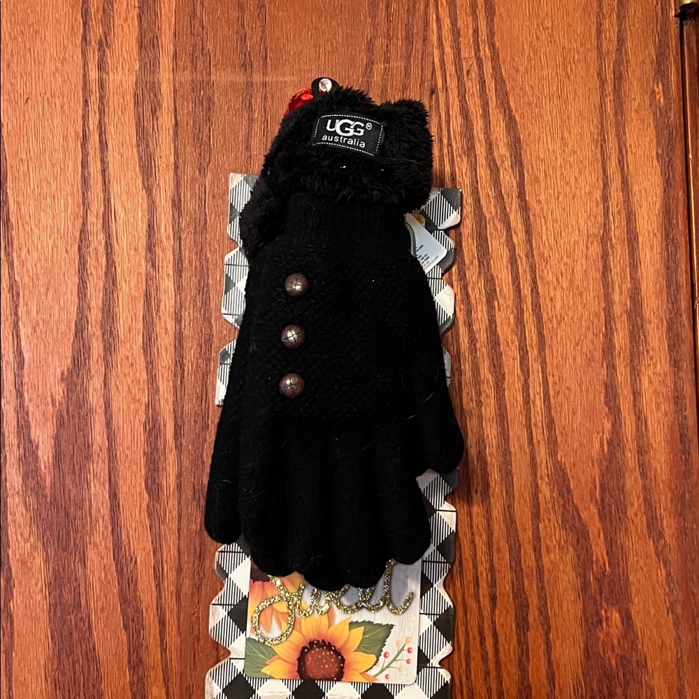 UGG Black Gloves with Button Accents